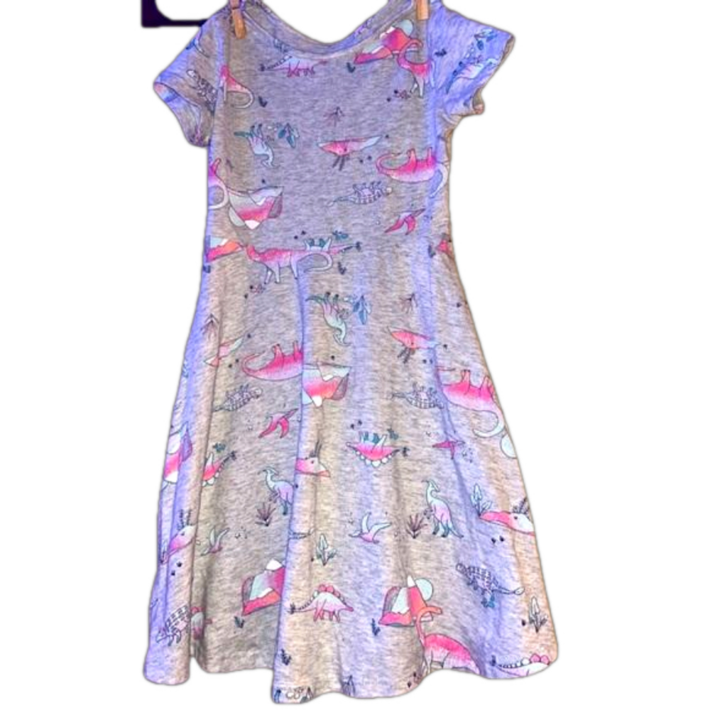 Little Girls Dinosaur Dress Vivid Colors Casual Wear Play Time